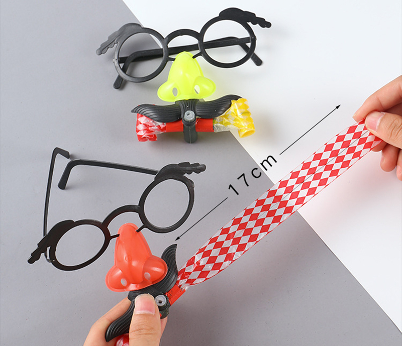 Funny Clown Nose Mustache Glasses Whistle Costume Ball Round Frame False Nose Blow Out Dragon Joke Trick Party Favors Toys