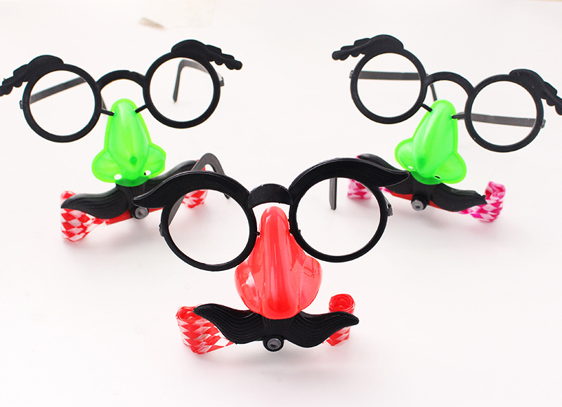 Funny Clown Nose Mustache Glasses Whistle Costume Ball Round Frame False Nose Blow Out Dragon Joke Trick Party Favors Toys