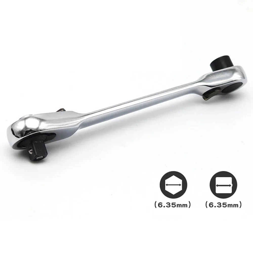 STONEGO Mini Double Headed Ratchet Wrench 1/4 Inch Drive Socket and Screwdriver Bit Driver Quick Release Ratchet Wrench