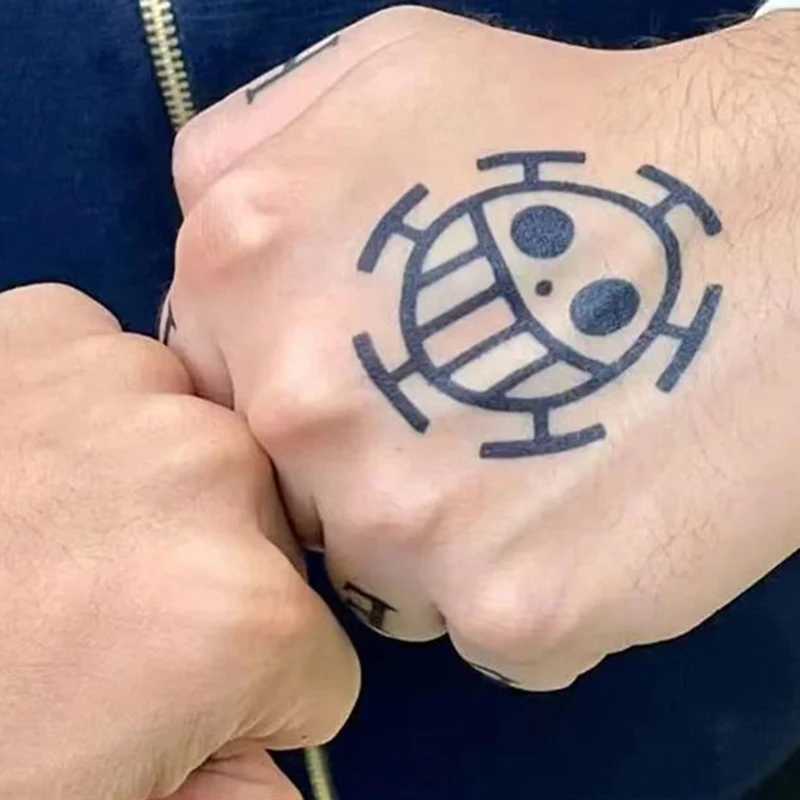 Anime Trafalgar D Water Law Cosplay Tattoo Stickers Waterproof Temporary Adult Unisex Costume DEATH Sticker Props Accessories