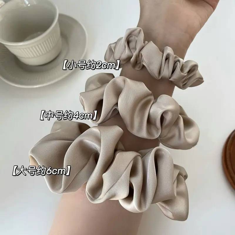 Women Soild Color Oversized Satin Scrunchies Fashion Elastic Hair Ties Ponytail Holder Chiffon Scrunchie Chouchou Cheveux Femme