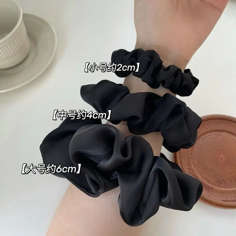 Women Soild Color Oversized Satin Scrunchies Fashion Elastic Hair Ties Ponytail Holder Chiffon Scrunchie Chouchou Cheveux Femme