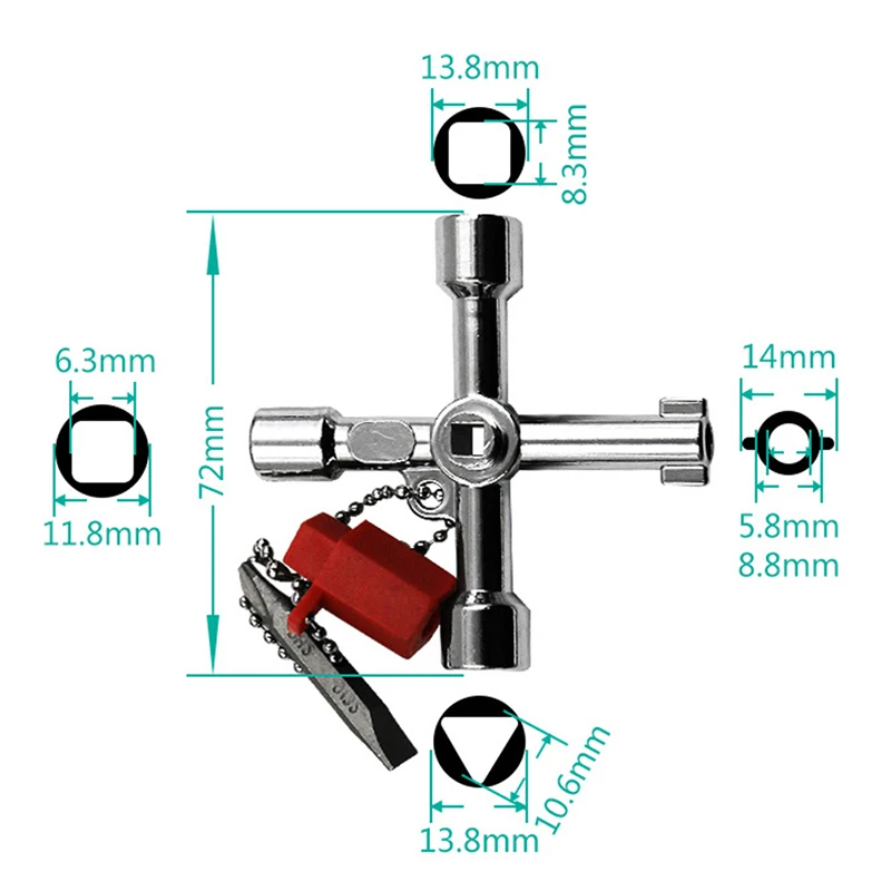 Multi-Functional Water Utility Triange Key Wrench Plumbing Spanner Square Triangle Train Electrical Cupboard Elevator Cabinet