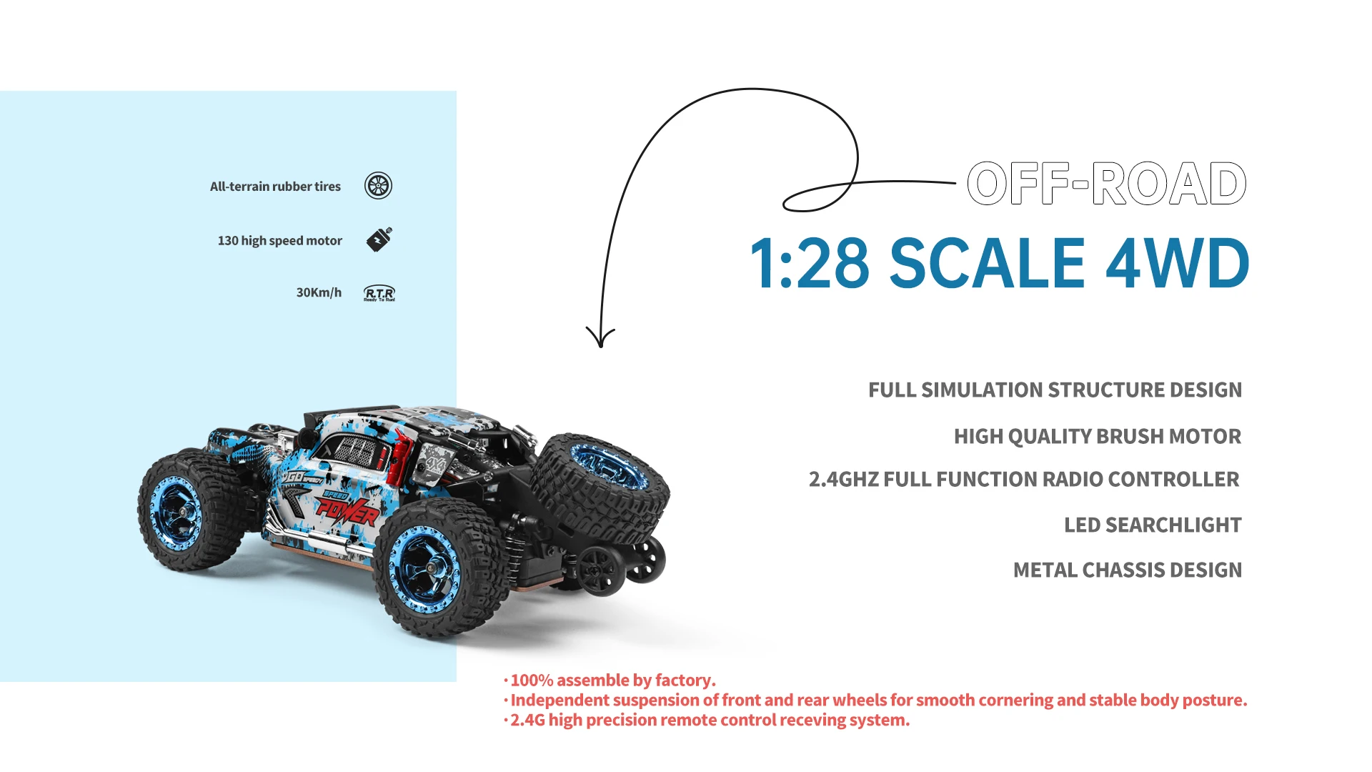 WLtoys 1/28 RC Car 284010 284161 4WD Drive Off-Road 2.4G 30KM/H High Speed Alloy Car 1:28 Rally Racing Car Toys for Kids Gift