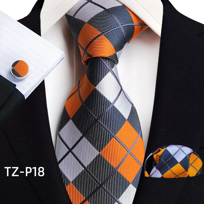 Floral Blue Ties For Men Wedding Party Business Man Tie Handkerchief Brooch Cufflinks Set Men Accessories Gravata