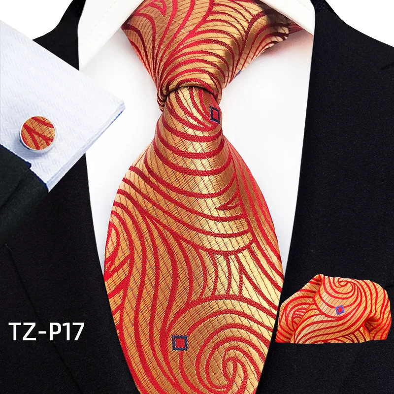 Floral Blue Ties For Men Wedding Party Business Man Tie Handkerchief Brooch Cufflinks Set Men Accessories Gravata
