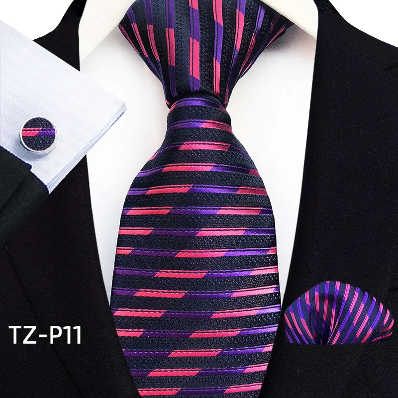 Floral Blue Ties For Men Wedding Party Business Man Tie Handkerchief Brooch Cufflinks Set Men Accessories Gravata