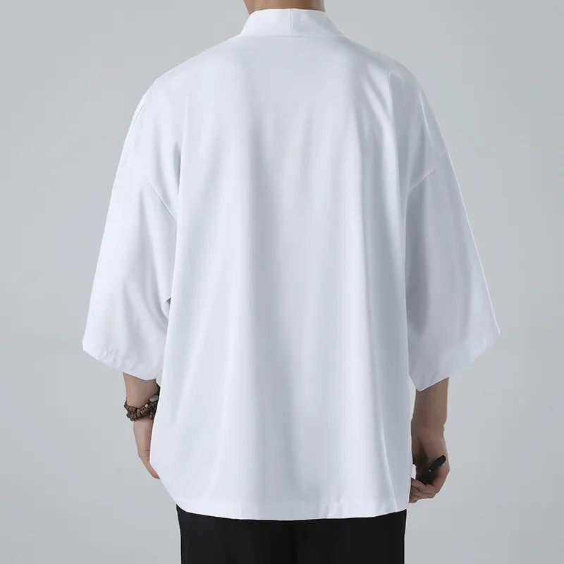 Kimono Men Cloak Kimono Para Hombre Black Coat White Cloak Beach Shirt Summer Haori Men Unisex Samurai Clothing Japanese Men