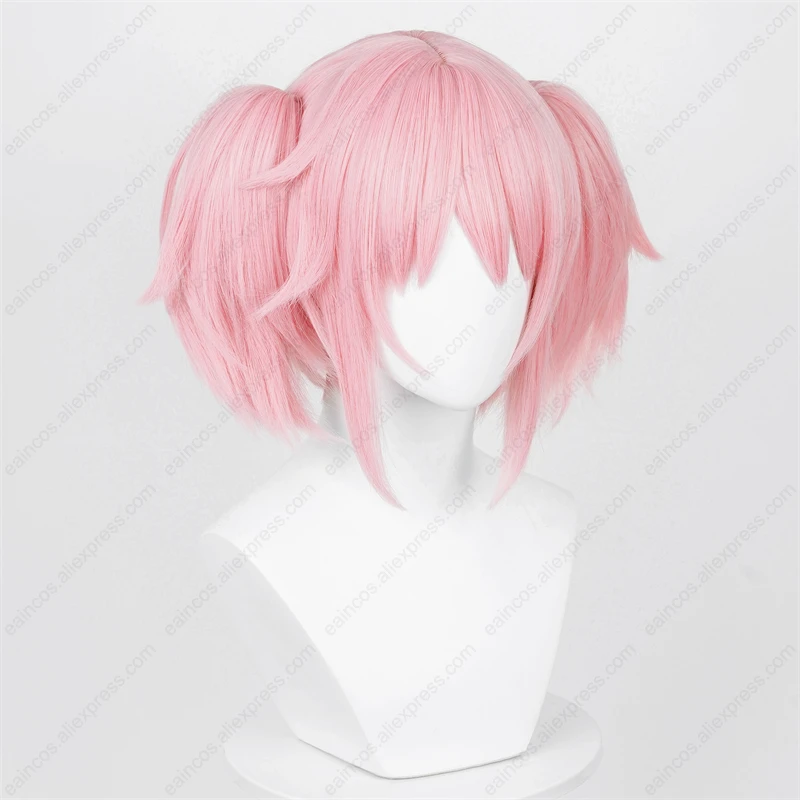 Anime Madoka Kaname Cosplay Wig 30cm Pink Ponytails Wigs Heat Resistant Synthetic Hair