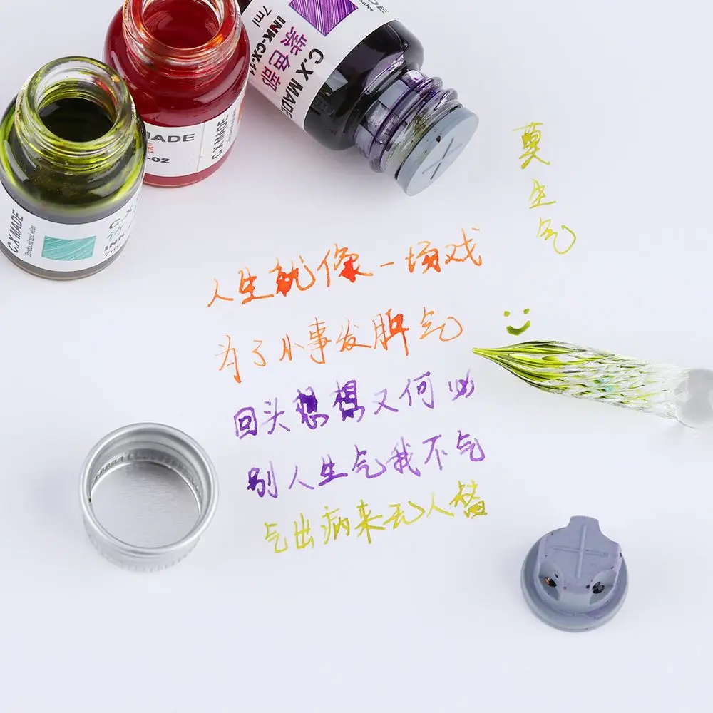 1 Pc 0.7mm Glass Drip Filling Ink Fountain Pen Crystal Penholder Vintage Handmade Dipping DIY Craft Signature Pens Writing Tools