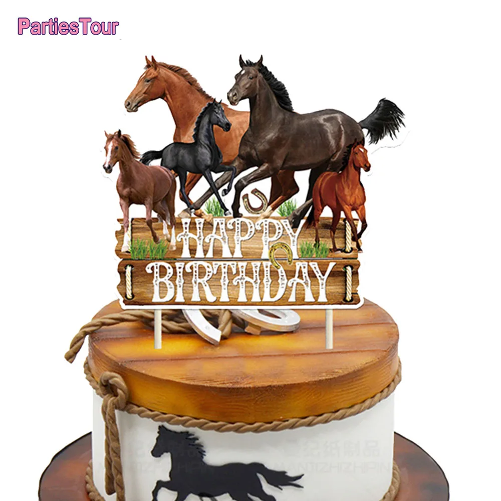 Horse Happy Birthday Cake Toppers Horse Racing Theme Cake Decoartions Horse Racing Birthday Party Decorations Supplies
