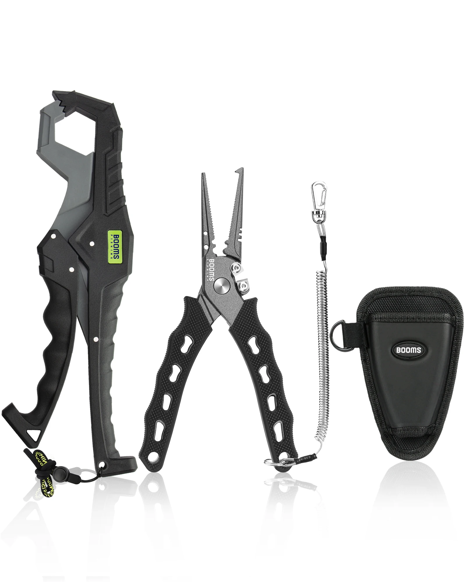 Booms Fishing G5F7 Fishing Pliers and Fish Gripper Compose Tools Set with Lanyard Sheath Anti-Rust Anti-Corrosion Safer For Fish