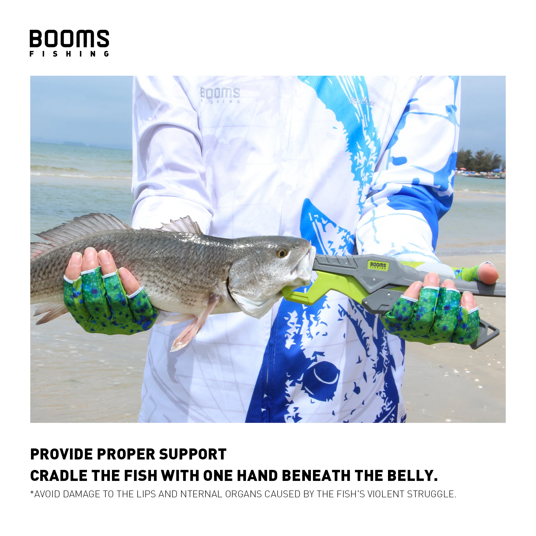 Booms Fishing G5F7 Fishing Pliers and Fish Gripper Compose Tools Set with Lanyard Sheath Anti-Rust Anti-Corrosion Safer For Fish