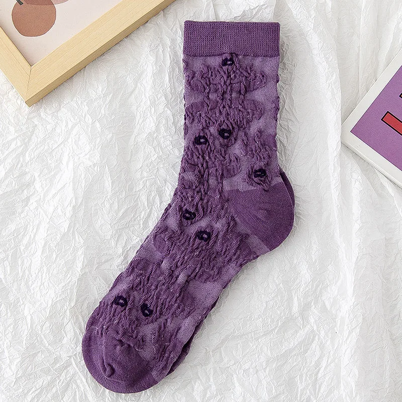 Fashion Harajuku Retro Woman Floral Vintage Socks Novelty Ethnic Print Kawaii Cute Cotton Casual Breathable Ladies Girls Funny