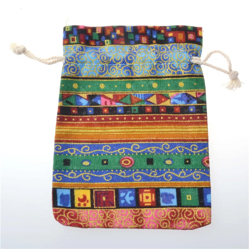 20pcs Ethnic Style Cotton Linen Drawstring Pocket Bag Buddhist Beads Storage Bag Jewelry Coin Purse Bag Small Things Sorting Bag