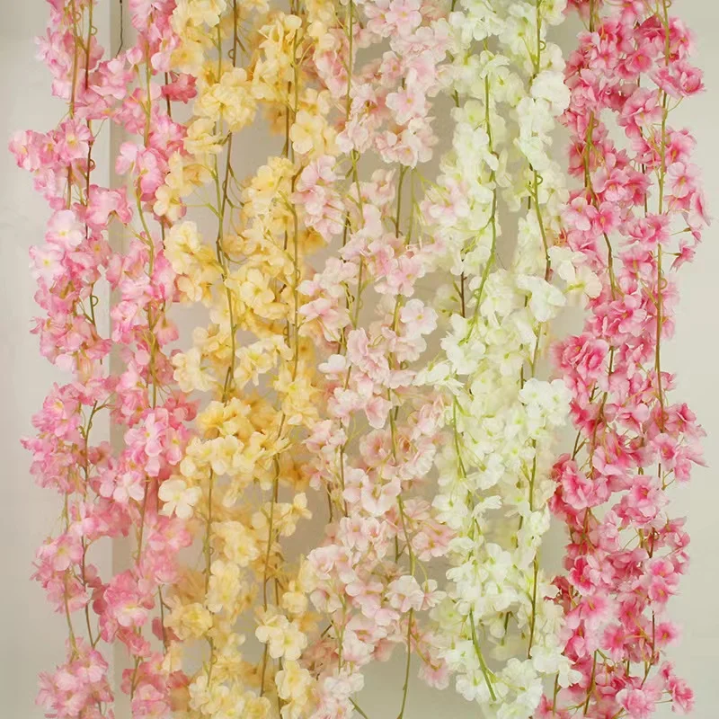 180CM 135 Heads Artificial Cherry Blossom Flower Vine Hanging Flowers Garland for Wedding Party Home Decor Japanese Kawaii Decor