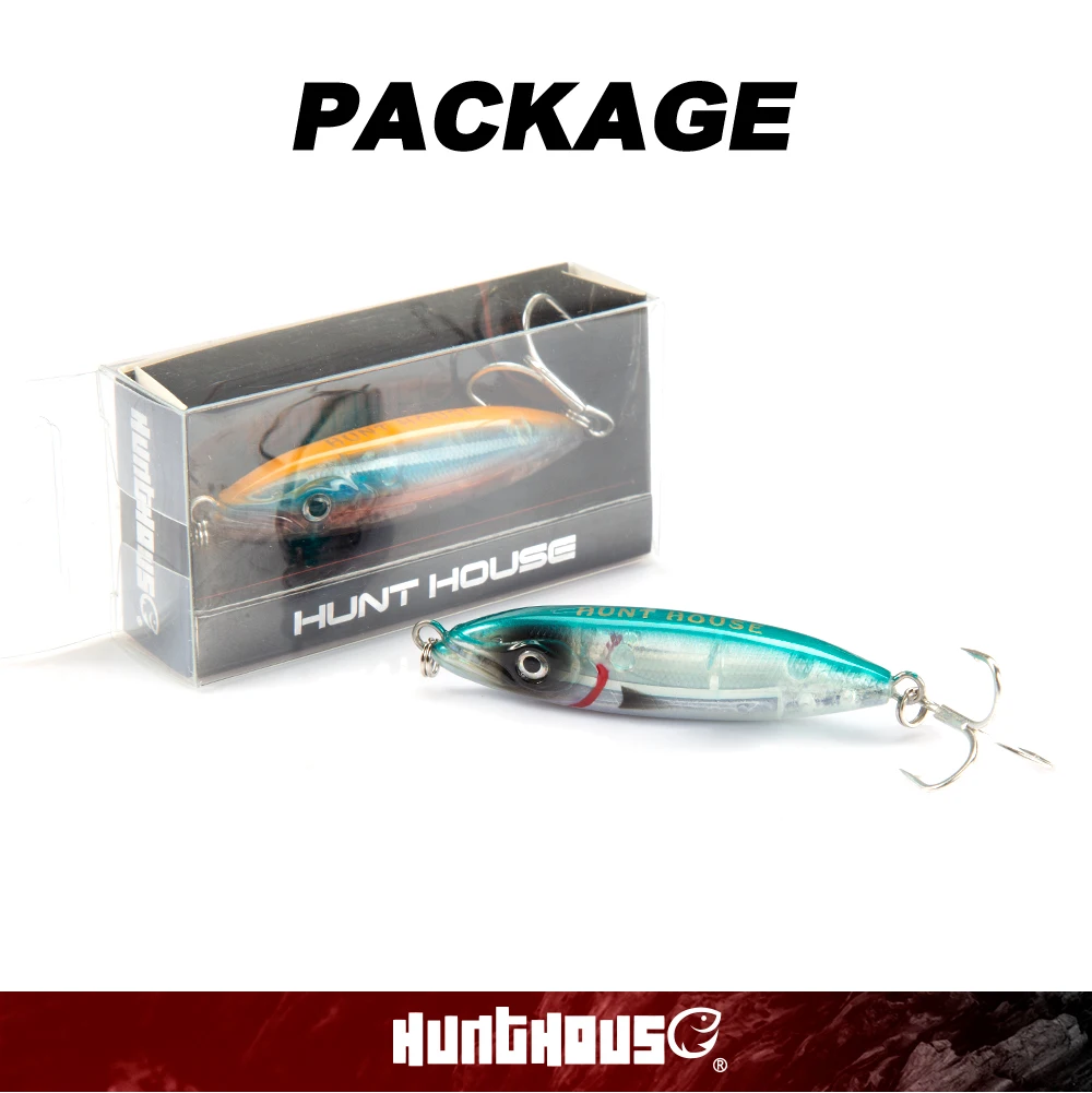 Hunthouse Wobly Pencil Fishing Lure Sinking Slow Wobblers Hard Bait Trolling 62mm 80mm Cast Saltwater For Trout Seabass Tackle