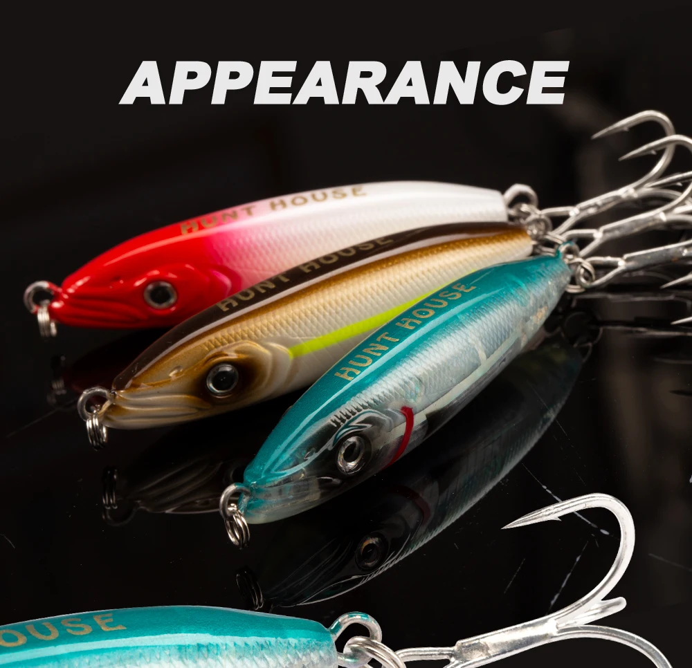 Hunthouse Wobly Pencil Fishing Lure Sinking Slow Wobblers Hard Bait Trolling 62mm 80mm Cast Saltwater For Trout Seabass Tackle