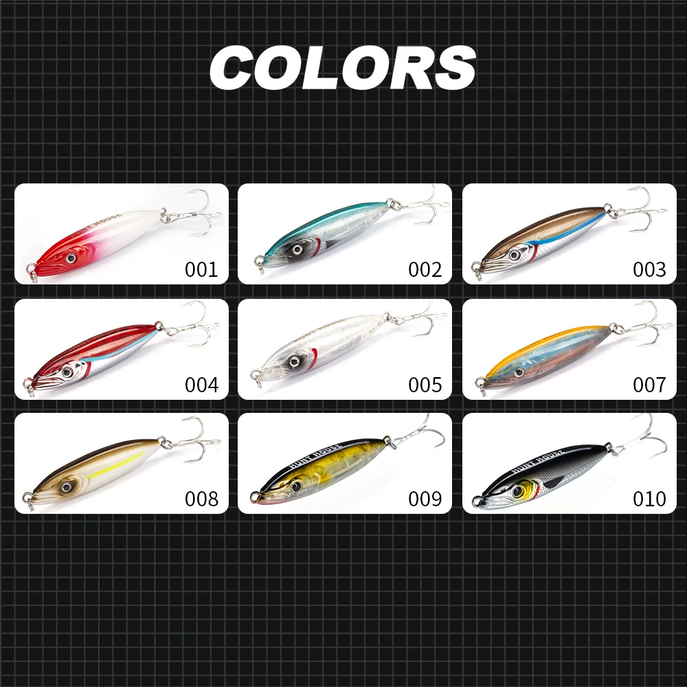 Hunthouse Wobly Pencil Fishing Lure Sinking Slow Wobblers Hard Bait Trolling 62mm 80mm Cast Saltwater For Trout Seabass Tackle