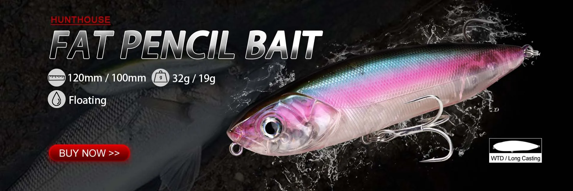 Hunthouse Wobly Pencil Fishing Lure Sinking Slow Wobblers Hard Bait Trolling 62mm 80mm Cast Saltwater For Trout Seabass Tackle