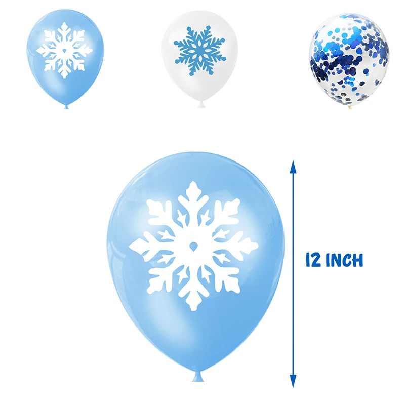 20pcs Christmas Party Decoration Frozen Snowflake Latex Balloons Birthday Baby Shower Wedding Decor Kid Toys Gifts Supplies