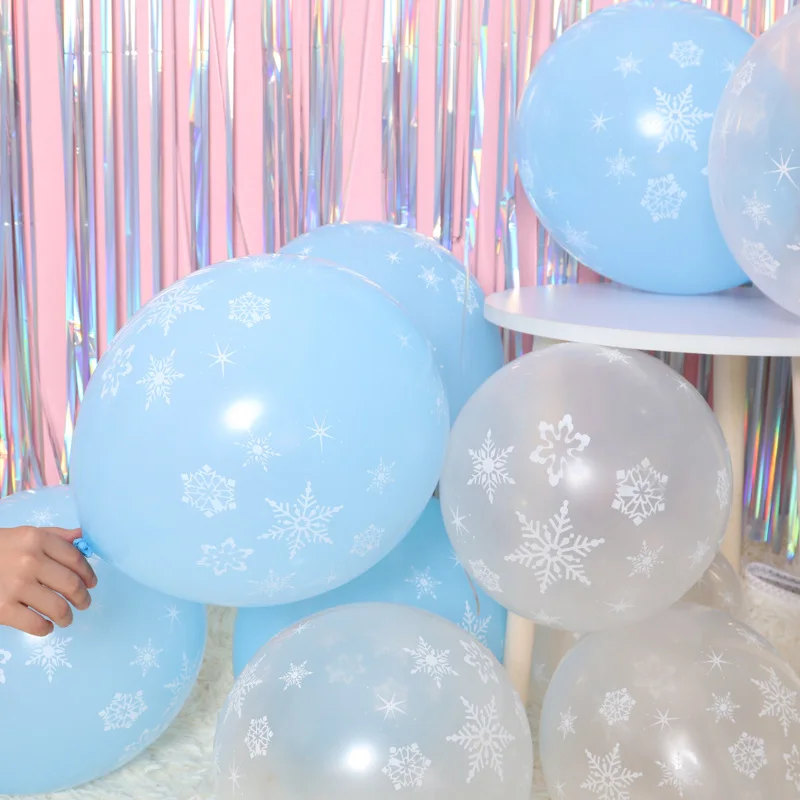 20pcs Christmas Party Decoration Frozen Snowflake Latex Balloons Birthday Baby Shower Wedding Decor Kid Toys Gifts Supplies