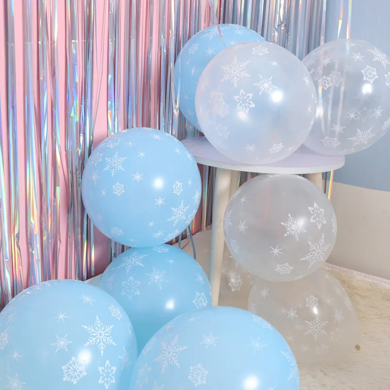 20pcs Christmas Party Decoration Frozen Snowflake Latex Balloons Birthday Baby Shower Wedding Decor Kid Toys Gifts Supplies