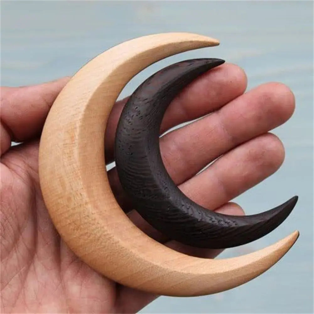 Moon Hair Fork Ramadan Hand Carved Wooden Hair Sticks for Women Long Hair Comb Hair Styling Tools Hair Accessories