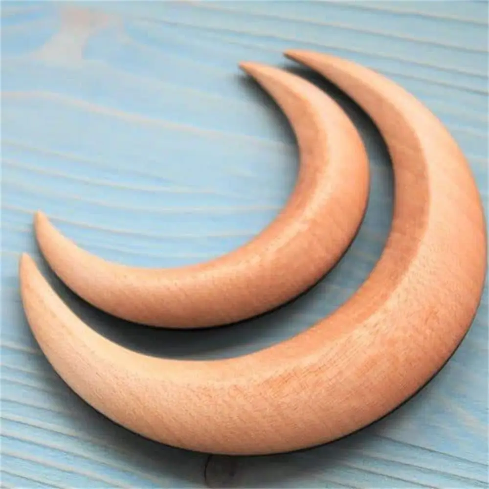 Moon Hair Fork Ramadan Hand Carved Wooden Hair Sticks for Women Long Hair Comb Hair Styling Tools Hair Accessories