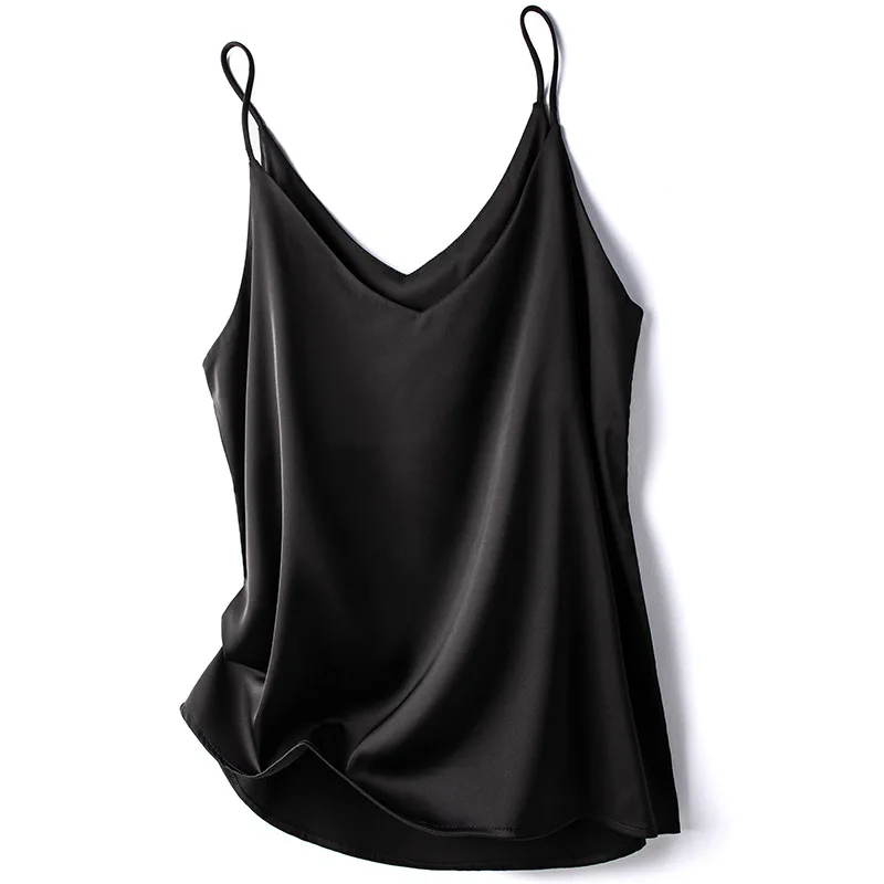 20246 Summer Camisole Slim Vest Sexy Women Sleeveless V-Neck Gray Tee Tank Tops Female Solid Black/White Korean Crop Tops Y2k