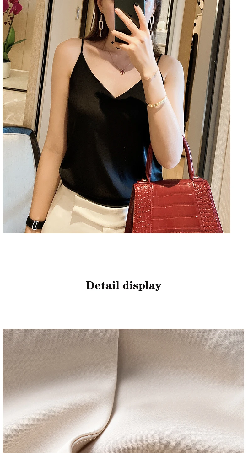 20246 Summer Camisole Slim Vest Sexy Women Sleeveless V-Neck Gray Tee Tank Tops Female Solid Black/White Korean Crop Tops Y2k