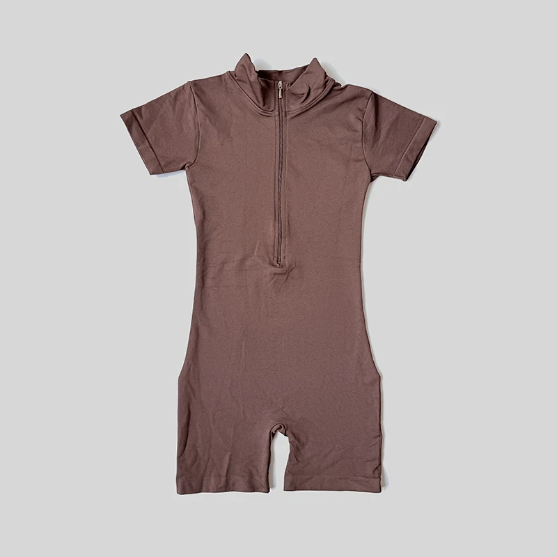 Summer Short Sleeve Zipper Jumpsuit Sports Wear Gym Fitness Sports Bodysuits Women Running Fashion Workout Clothes