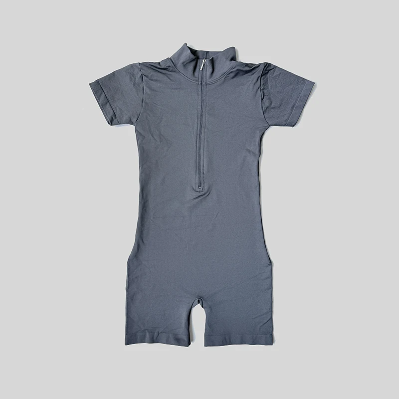Summer Short Sleeve Zipper Jumpsuit Sports Wear Gym Fitness Sports Bodysuits Women Running Fashion Workout Clothes