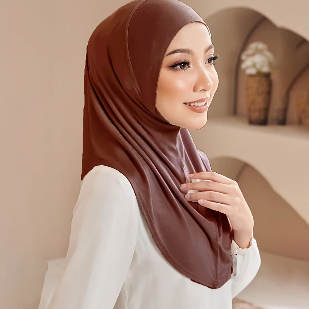 New Instant Ready to Wear Hijab Muslim Women Stretchy Sports Jersey Hijab Scarves Malaysia Headwraps Caps