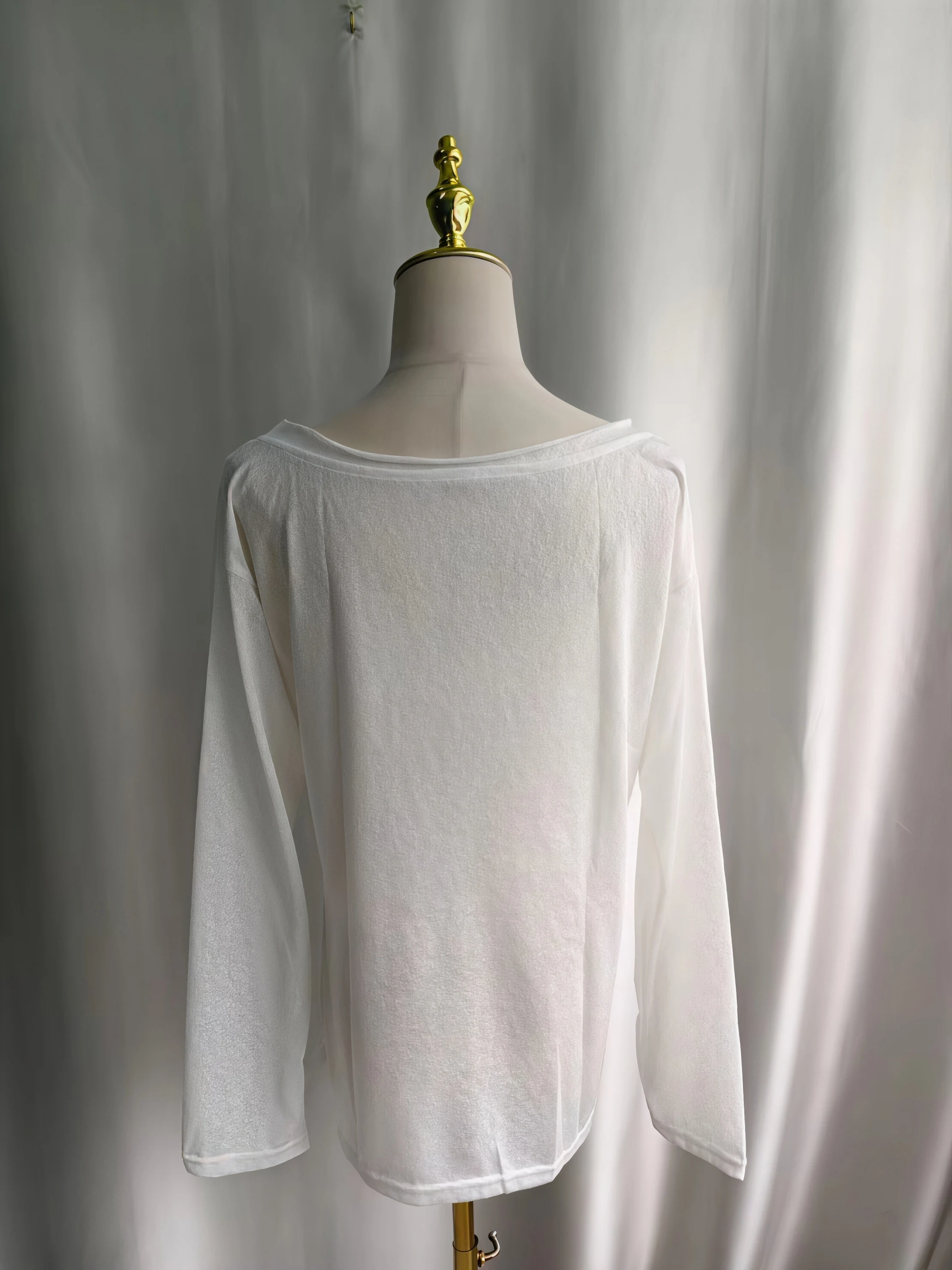 Women Off Shoulder Long Sleeve T‑Shirt Deer Animal Print Loose Casual Thin Cotton Slash‑Neck Oversized Tops