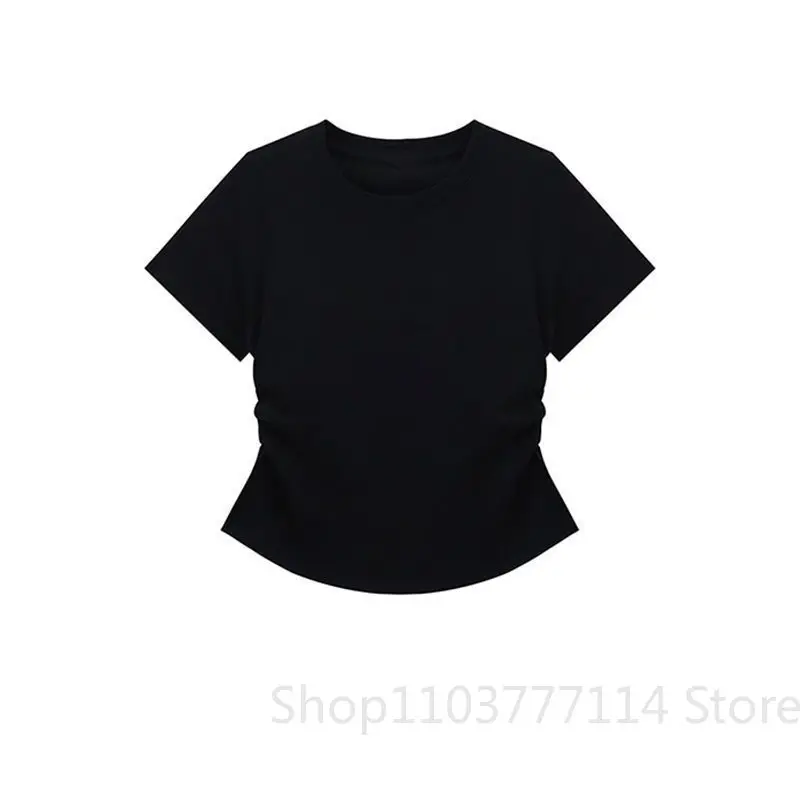 Women Summer Short Sleeved Top for Fashion Versatile Base Shirt Slim Fit Round Neck T-shirt Casual and Sexy Breathable and Cool