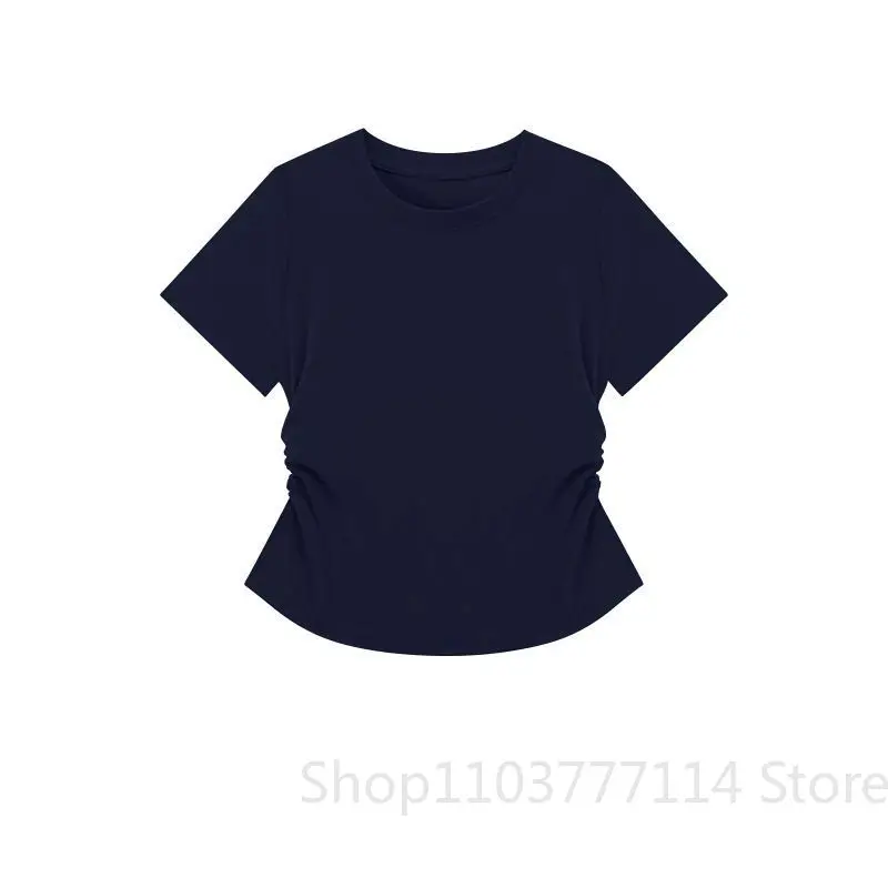 Women Summer Short Sleeved Top for Fashion Versatile Base Shirt Slim Fit Round Neck T-shirt Casual and Sexy Breathable and Cool