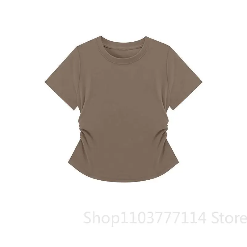 Women Summer Short Sleeved Top for Fashion Versatile Base Shirt Slim Fit Round Neck T-shirt Casual and Sexy Breathable and Cool