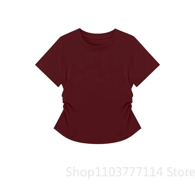 Women Summer Short Sleeved Top for Fashion Versatile Base Shirt Slim Fit Round Neck T-shirt Casual and Sexy Breathable and Cool