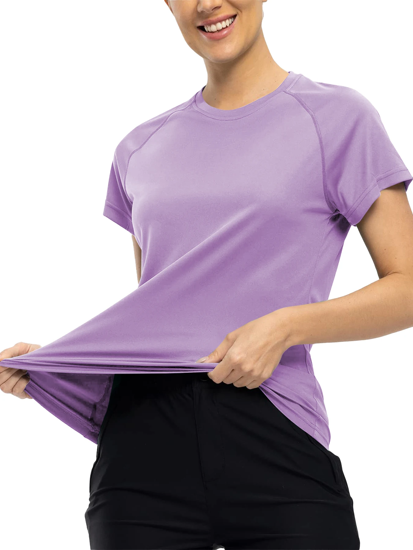 Women’s Quick Dry Short Sleeve Resilience Gym Sports Moisture Wicking Round Neck T-Shirt Training Exercise Gym Sport Shirt