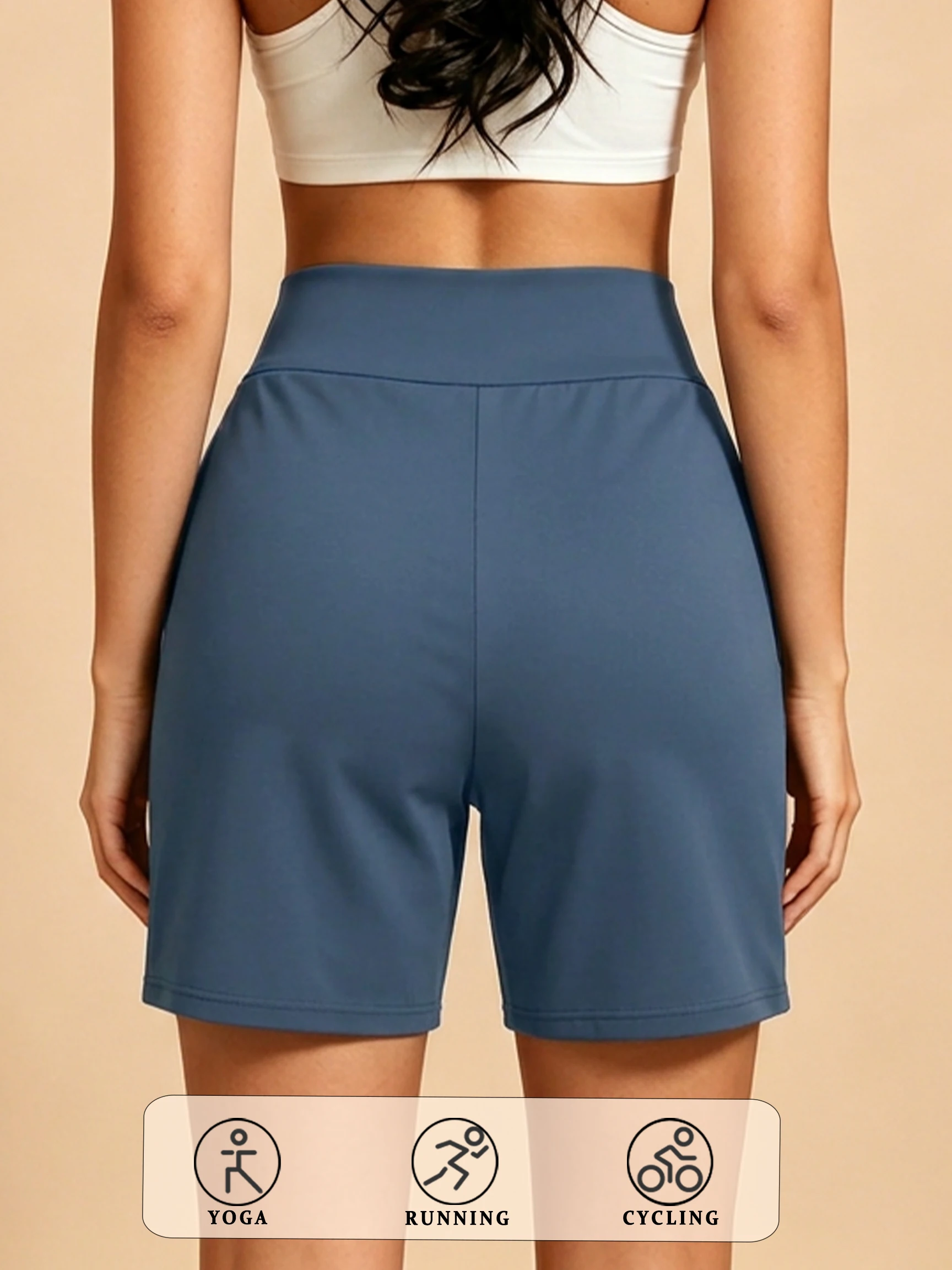 Bermuda Shorts for Women with Pocket Womens High Waisted Long Shorts for Running Workout Athletic