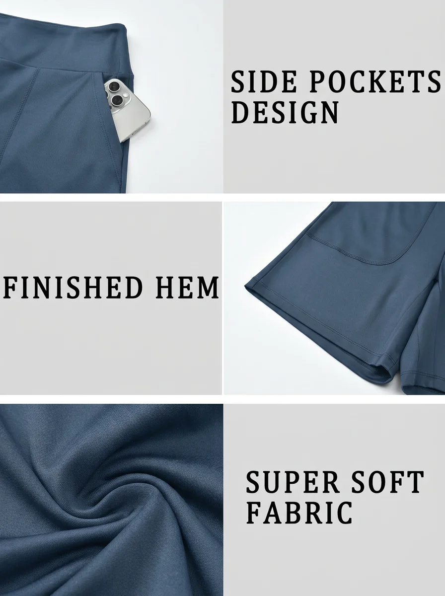Bermuda Shorts for Women with Pocket Womens High Waisted Long Shorts for Running Workout Athletic