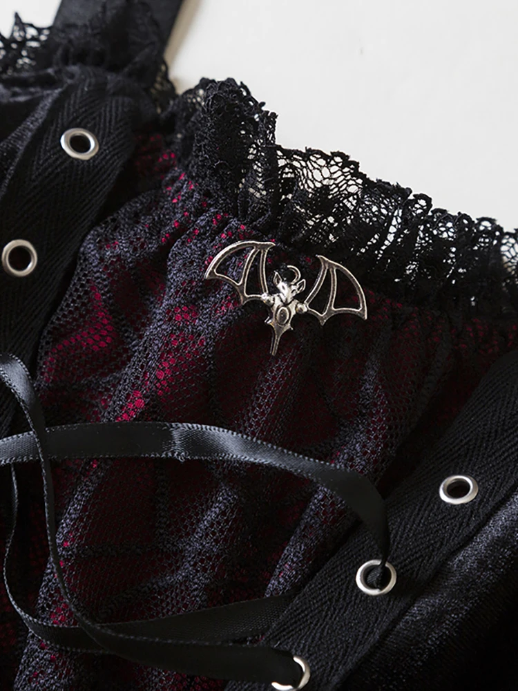 Y2K Gothic Style Sexy Top Fashion Sleeveless Waistcoat Backless Lace T-shirt Women Elegant Retro Underwear Summer Outwear