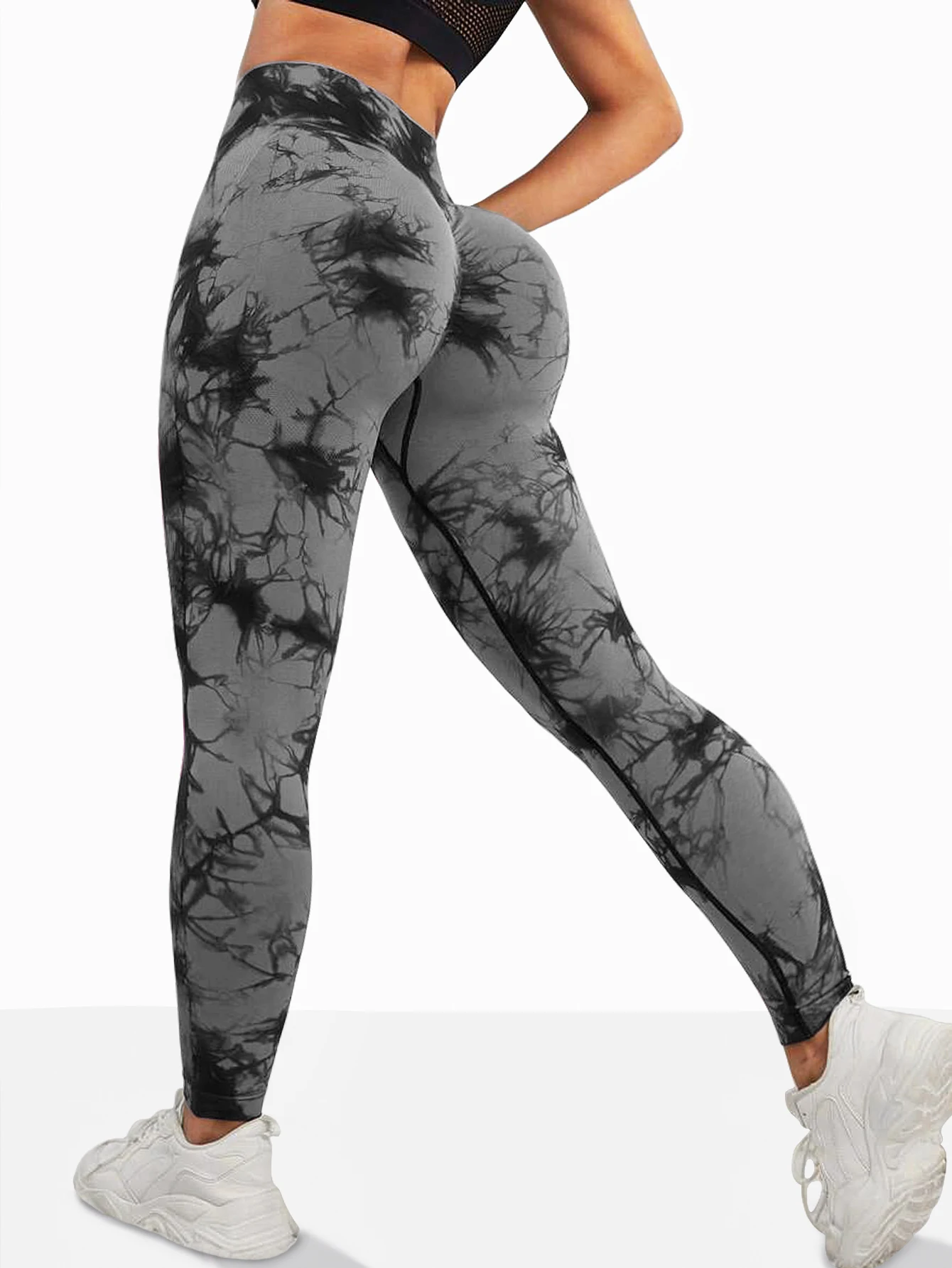 Women's Tie Dye Seamless High-Waisted Yoga Pants Tummy Control Belly Band Pants Comfortable Stretchy Leggings for Women
