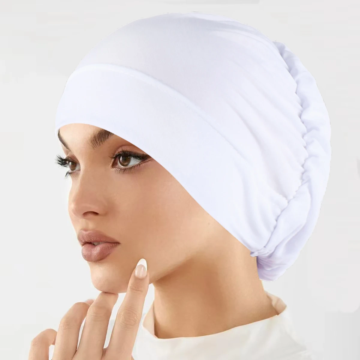 Muslim Fashion Women Hijabs Soft Stretch Solid Color Turban Hat Cancer Chemo Beanies Caps Headwear Headwrap Hair Accessories