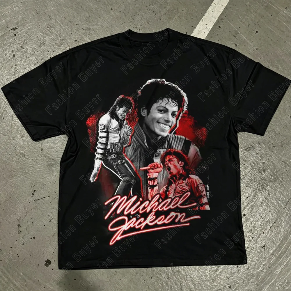 Michael Jackson Modern Redesign T-shirt Men and Women Summer Cotton Y2K Clothing Fashion Round Neck Short Sleeved Tee Fan Gifts