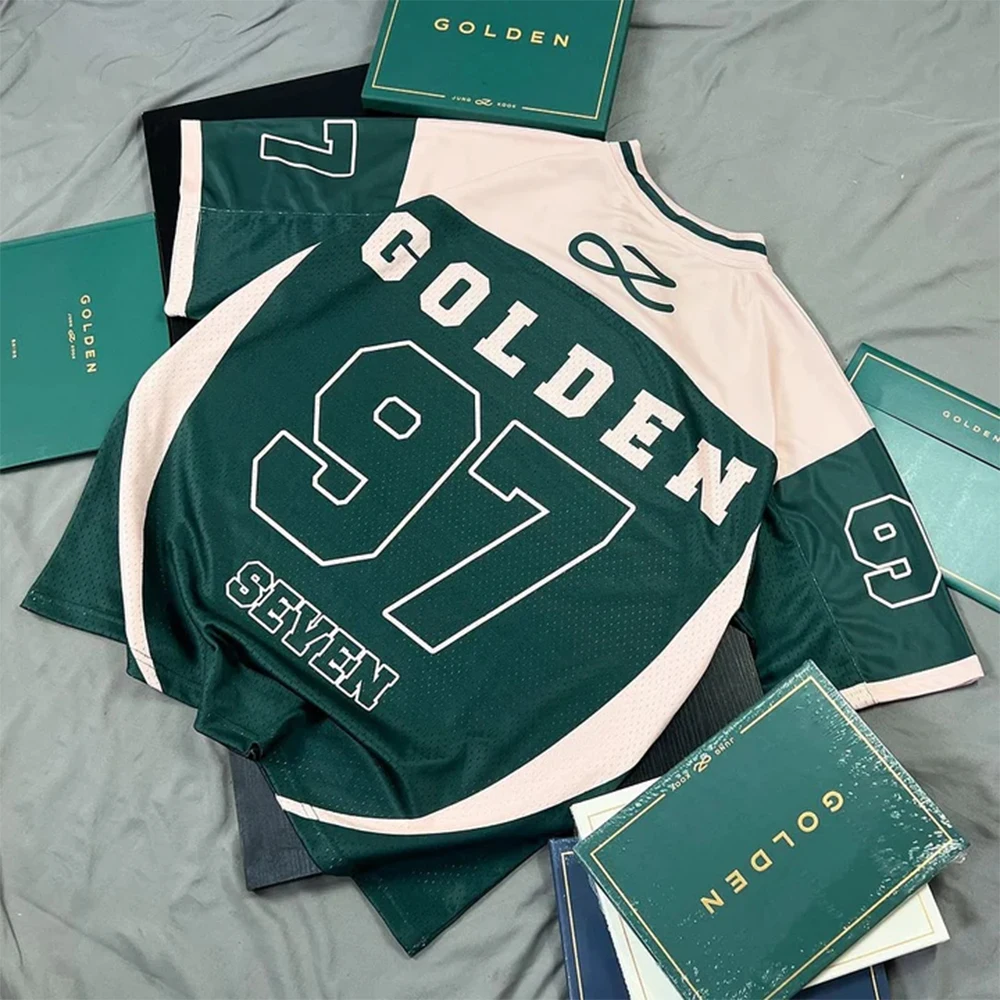 2026 New Women's Spring/Summer Y2K Fashion Casual Golden 97 Mesh Jersey Oversized Breathable Speed Drying Sports T-shirt