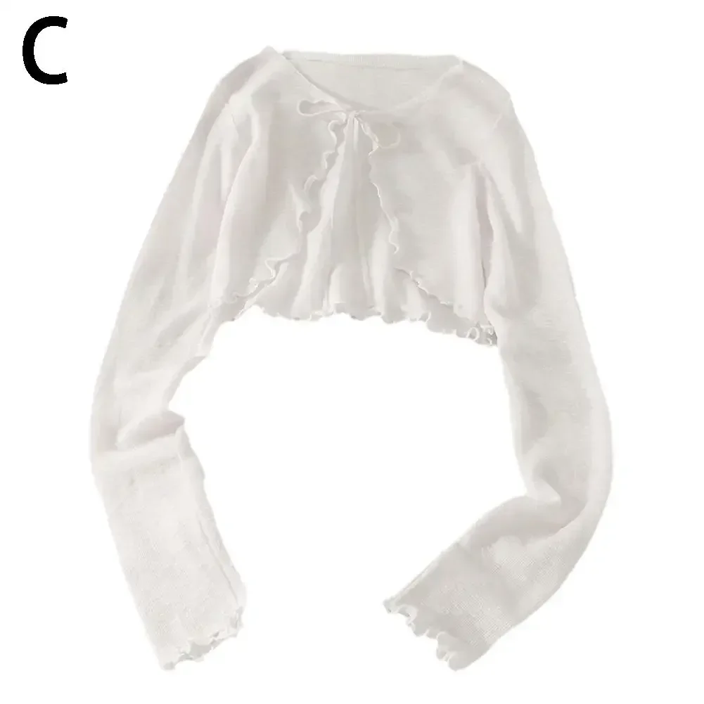 Summer Women Thin Sunscreen Cardigan Lace-up Knitwear Tops Female Korean Style Lantern Sleeve Short Coat Casual Sun Protected