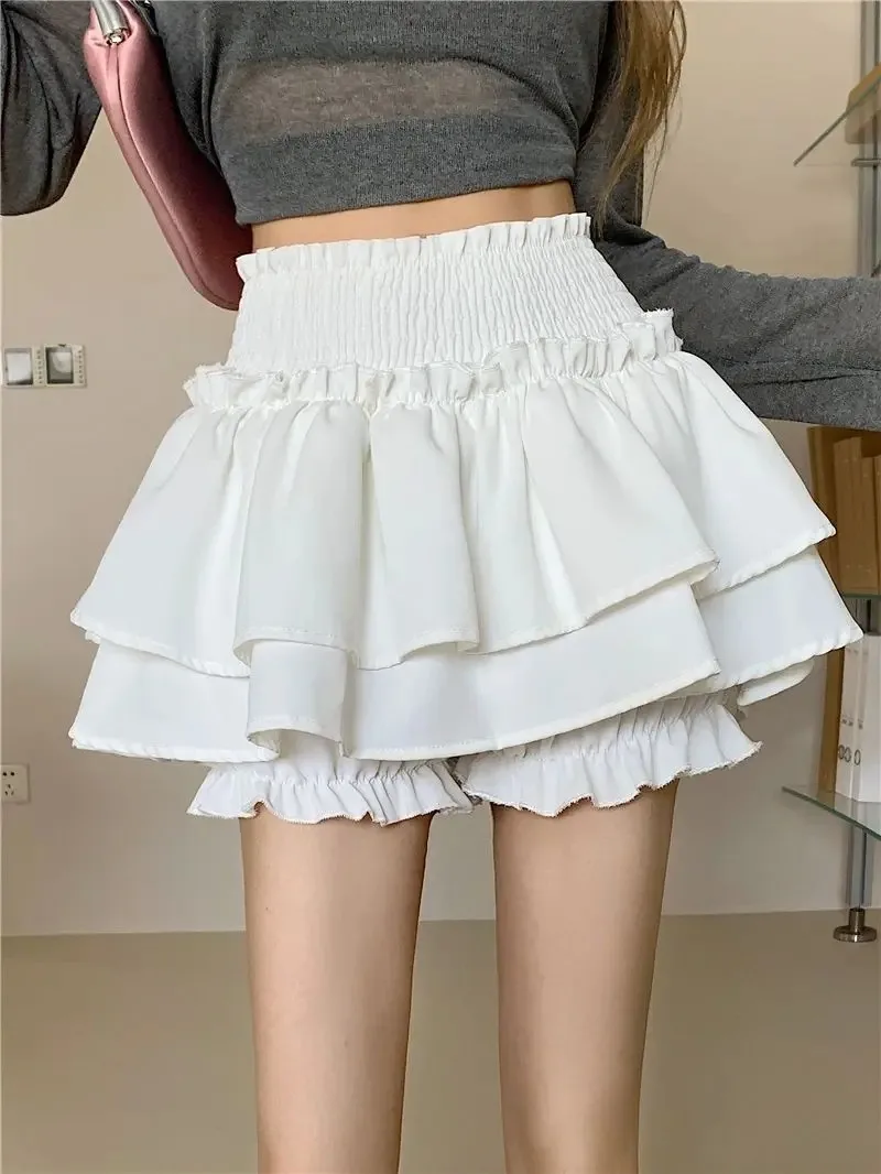 Windproof and anti glare pleated skirt, summer women's black ballet A-line skirt, high waist slimming shorts skirt, cake skirt