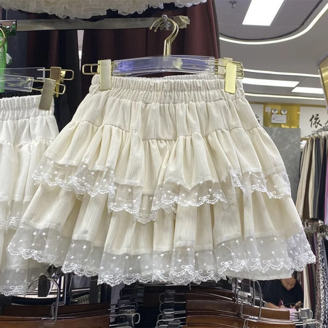 Japanese Y2k Cute Ruffled Plaid Skirt Gothic Punk Rock Subculture Cake Skirts Japanese Preppy Style Casual New Women Mini Skirts